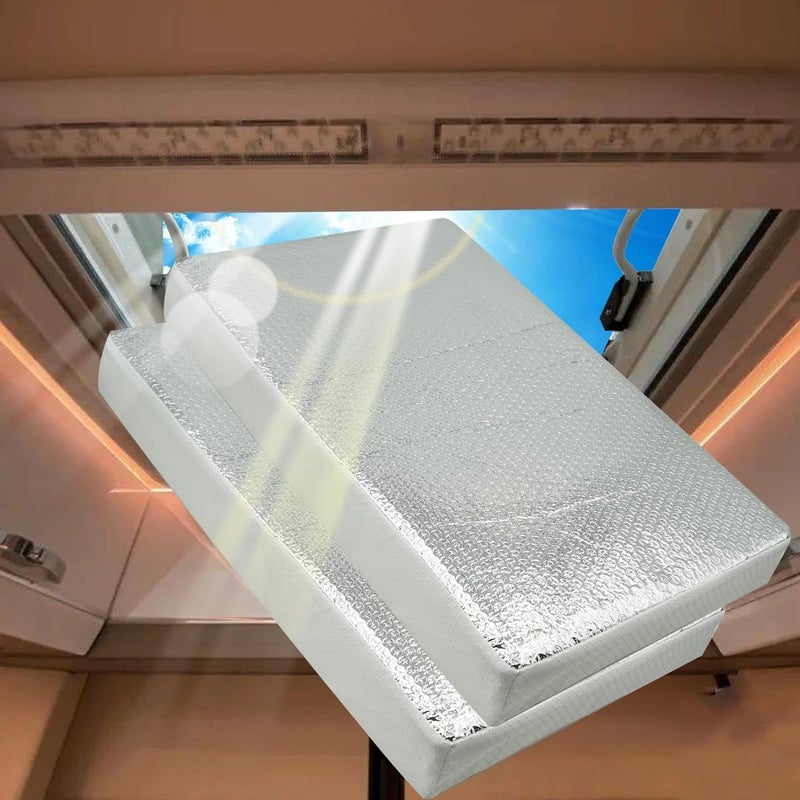 runfider 2PCS 22"x14"x3" Universal RV Vent Insulator, RV Skylight Cover with Reflective Surface, Skylight Shade Energy Savings Sunroof Fits for 22 Inch X 14 Inch RV/for Camper Vents - Image 1